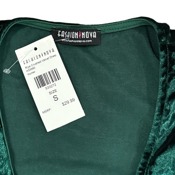 Fashion Nova Riya Crushed Velvet Long Sleeve Dress - Picture 6 of 8